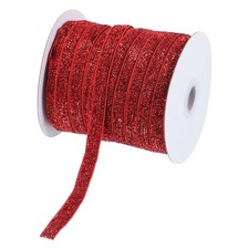 0.4 Inch x 50 Yards Metallic Glitter Velvet Ribbon for Bow Decor Red