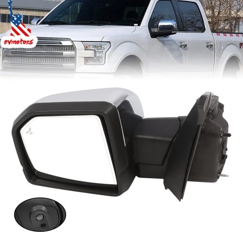 Driver Side Mirror Power Fold For 2015-2021 Ford F-150 Chrome Heated FO1320528