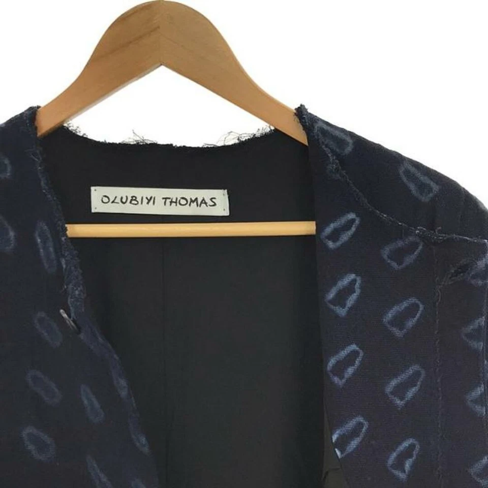 CHAQUETA DE TRABAJO SIN CUELLO UBIYI THOMAS 2023SS ESTAMPADO DE TODO PATRÓN Usada KLDR-0 Foto 4 de 4