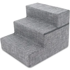 Best Pet Supplies Non-Slip Foam 3-Step Dog Stair & Pet Ramp - Ash Gray