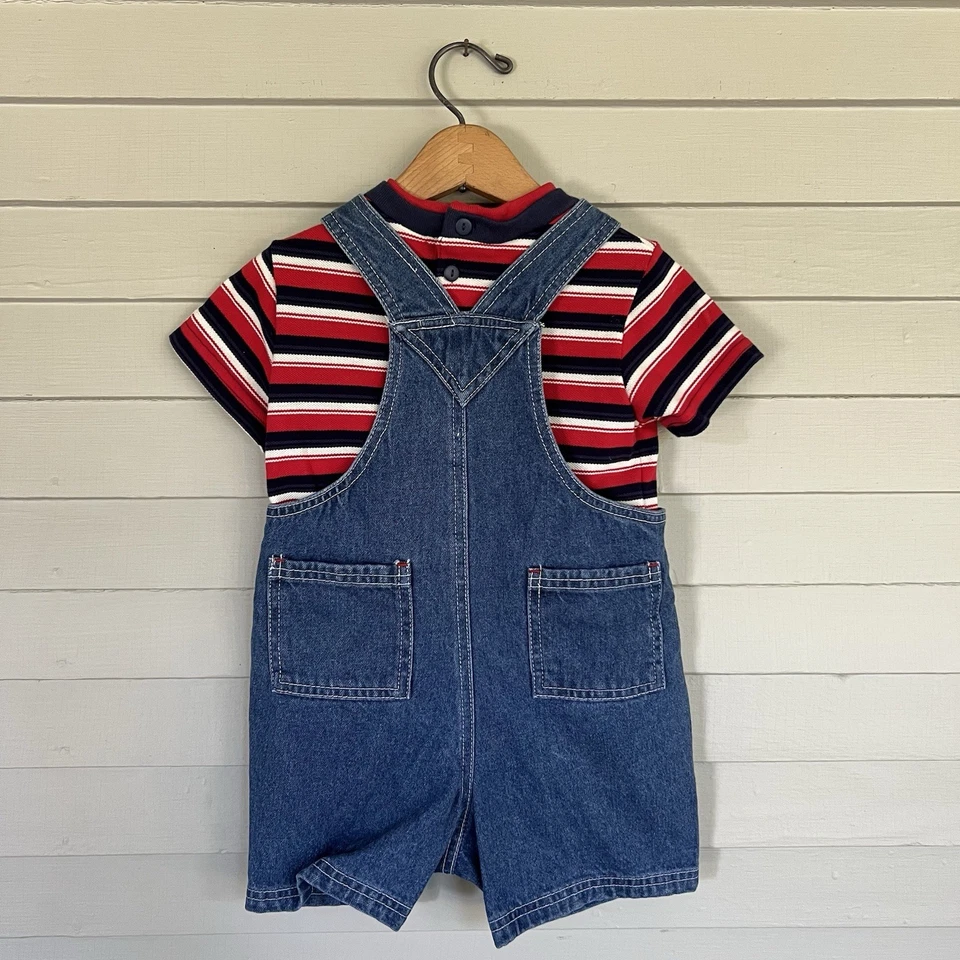 Vintage 90s Sesame Street Cookie Monster Denim Overalls Set Baby Size 24 Months - Image 4 of 4