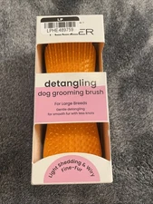PET TEEZER Large Detangling and Dog Grooming Brush Orange Blue