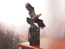 Scultura In Bronzo Aquila Con Base In Marmo – Figura Lussuosa – Simbolo Di Forza