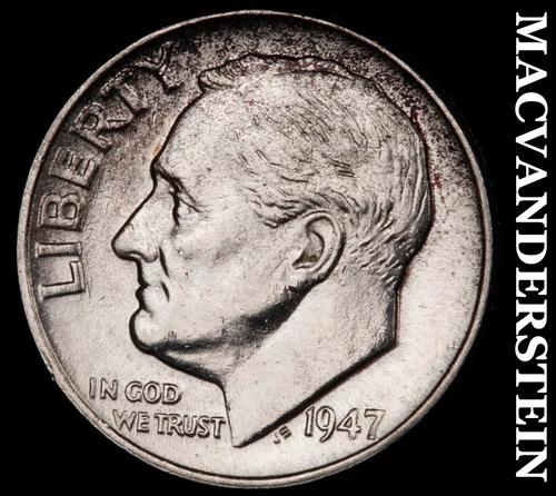 1947 Silver Roosevelt Dime - Choice Gem Brilliant Unc  Lustrous  #G7753