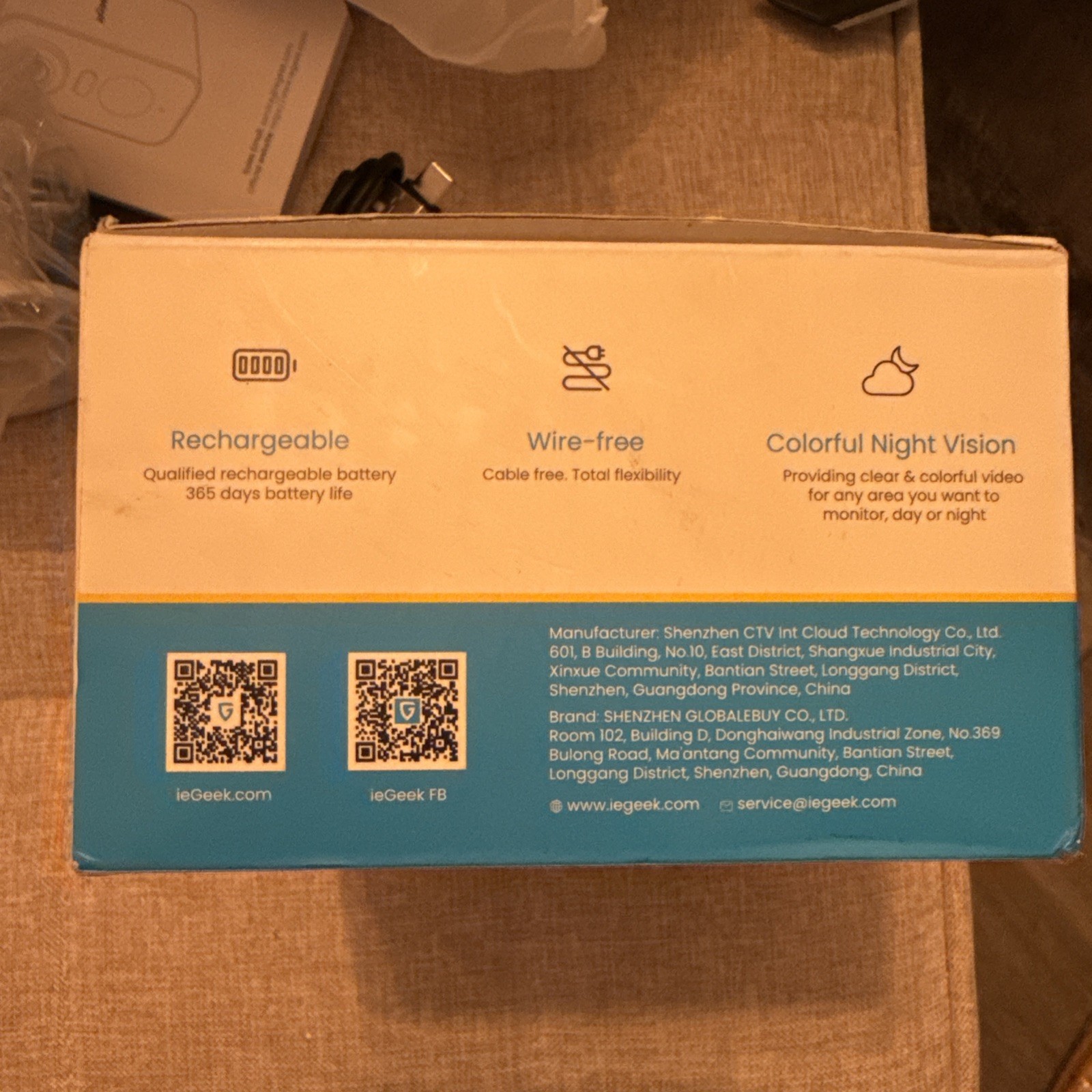 IeGeek WireFree Wireless Battery Powered Night Vision Camera ZS-GX3S/ WHITE 