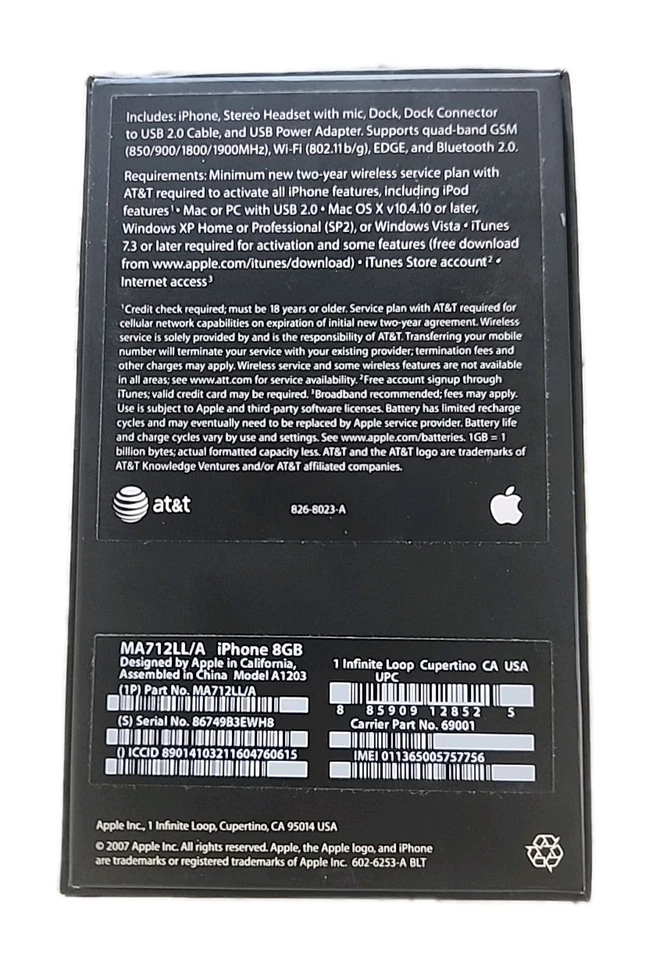 Apple iPhone 1ª Generación 8GB Solo Caja - 2007 Embalaje Original - Sin Teléfono Foto 3 de 4