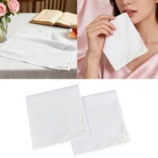 2PCS Handkerchiefs for Women White Soft Cotton Ladies Hankies Elegant Embroidery