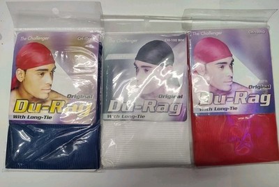 Challenger Men's Long Tie Do-rag Head Wrap, Blue, white, red american 3 colors