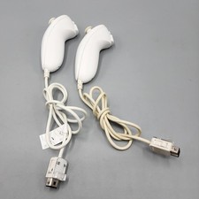 Nintendo Wii Nunchuk Controllers Lot of 2 White RVL-004 OEM Official Tested Work