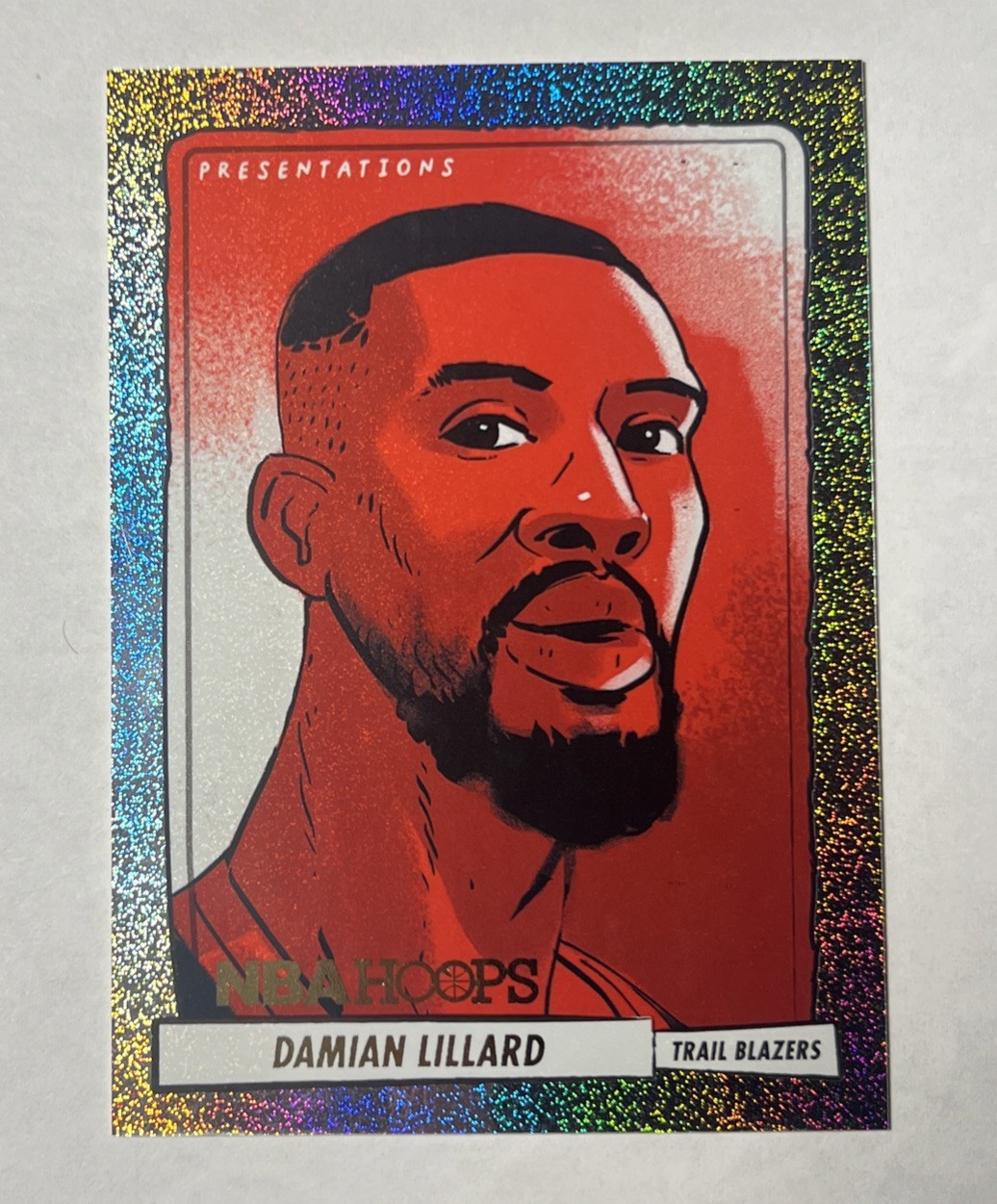 2023-24 Panini NBA Hoops Damian Lillard Presentations #10 SSP Foil Blazers Bucks