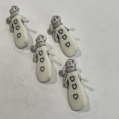 Set Of 4 White Snowman Plastic Buttons 1 1/2  Christmas Winter Holiday