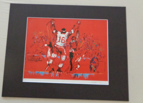 Leroy Neiman Sports Ice Hockey Scoring Goal Red Skating Players Matted Art Print