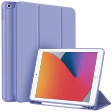 3-fach TPU Leder Hülle mit Stiftschlitz für iPad 10.2 2019-2021 Lila