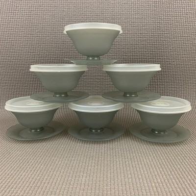 Vintage TUPPERWARE 754 Dessert Parfait Pudding Sundae Cups w/Lids Set of 6