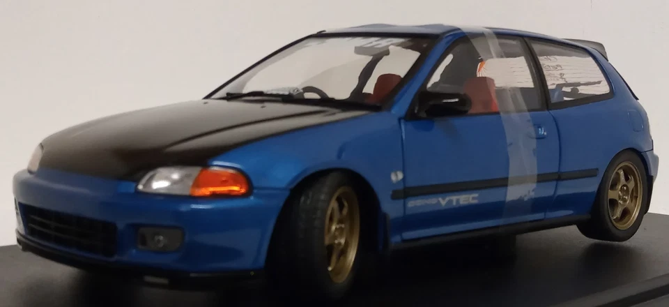 Solido 1/18 Scale - Honda Civic (EG6) 1991 Solido Works Cobalt Blue Pearl - Image 2 of 4