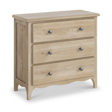 Roseland Furniture Celine Washed Oak 3 Drawer Chest of Drawers RRP £270