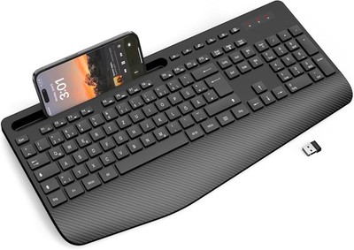 SABLUTE Kabellose Tastatur mit Handballenauflage, ergonomische Full-Size