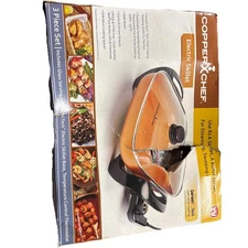 Copper Chef Electric Skillet 12" x 12"  Simmer Saute Steam & Fry Countertop NOB