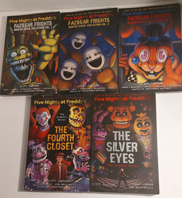 Lot Five Nights at Freddy's Fazbear Frights Vol 1,2,3 + 4th Closet + Silver Eyes
