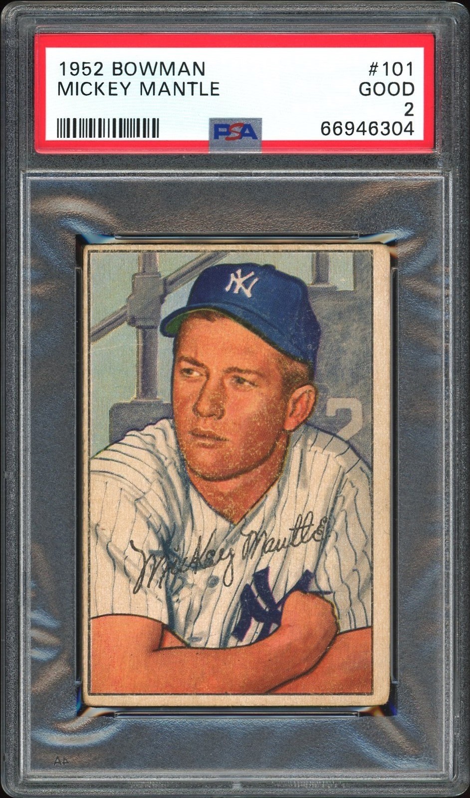 MICKEY MANTLE 1952 Bowman #101 New York Yankees HOF PSA 2 GOOD