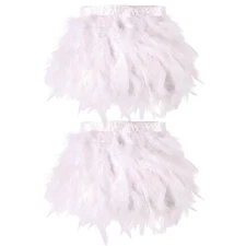 whitefeather White 4 Yards Turkey Feather Trim - 4~6in Fashion Dress Sewing -