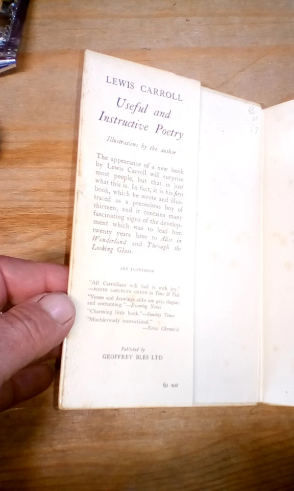 Useful and Instructive Poetry Lewis Carroll 1st edition 1954 hardback - Image 3 of 4