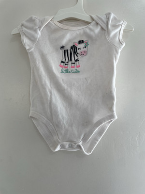 Jumping Beans Baby Girl Little Cutie Zebra Cotton Short Sleeve Bodysuit White 6M