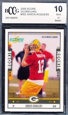 2005 #352 Score Scorecard /599 Aaron Rodgers Rookie Card Graded BCCG 10 *672