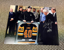Mike Lange, Pittsburgh Penguins, Signed 8 x 10 Photo, Jersey Presentation