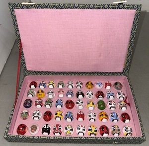 50 CHINESE THEATER PEKING OPERA FACES MASKS IN CASE -