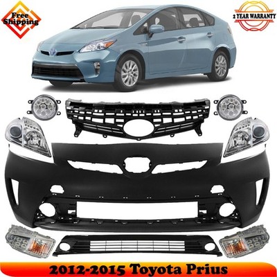 Front Bumper Cover Fascia Paintable & Grille Assembly For 2012-2015 Toyota Prius