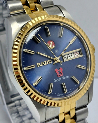 Vintage Rado Purple Horse 2 Tone Blue Dail Swiss-Made Original