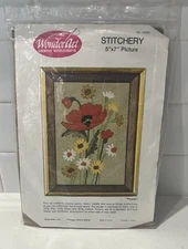 Vintage Poppies WonderArt Stitchery Kit 5X7 Picture No. 05014
