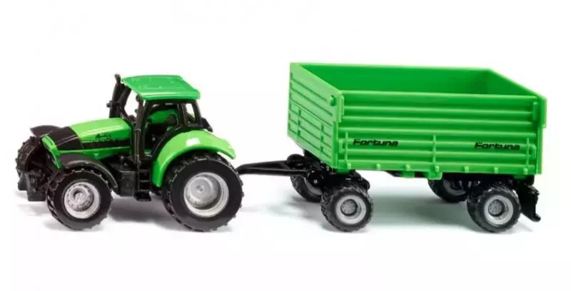 Siku Nr. 1606 - Deutz Fahr mit Fortuna 2-Achs Anhänger Siku Blister neu in OVP