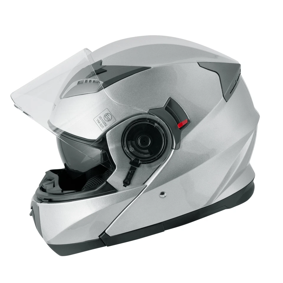 Casco Modular Homologado Moto Touring Sport Pantalla Parasol Plata - Imagen 3 de 4