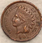 1901 Indian Head Cent Penny 1C - VF - #13643