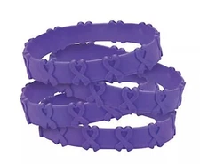 24 Cancer Awareness Purple Ribbon POP OUT Bracelets Pancreatic Cancer, Relay