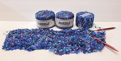 Dazzle Ladder Yarn Lot of 2 Cakes Plus Partial Scarf Project Needles Nylon Italy