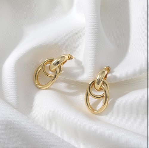 Gold Statement Geometric Drop Dangle Earrings for Women, Chunky Gold Fashion Dou - Picture 5 of 5