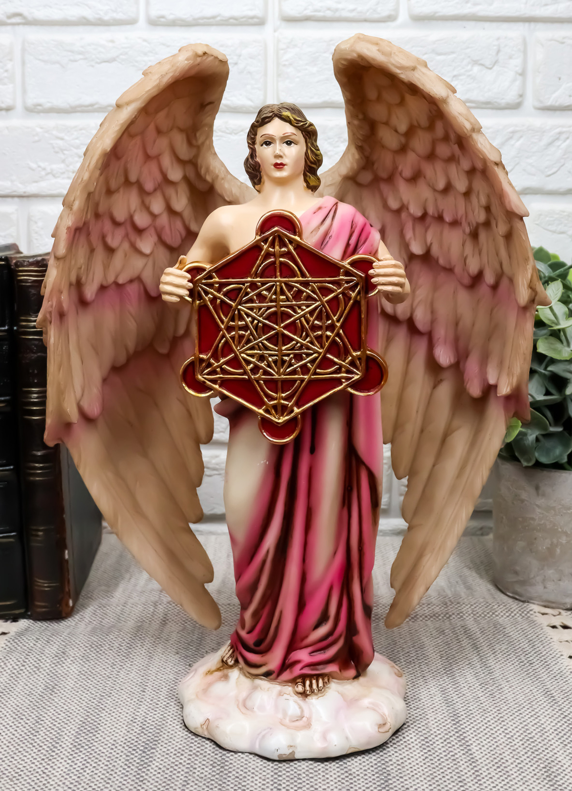 Judaism Metatron Angel Holding Sacred Flower Of Life Geometric Cube