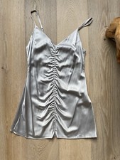 Reformation 100% Silk slip mini cocktail dress in silver new size Small