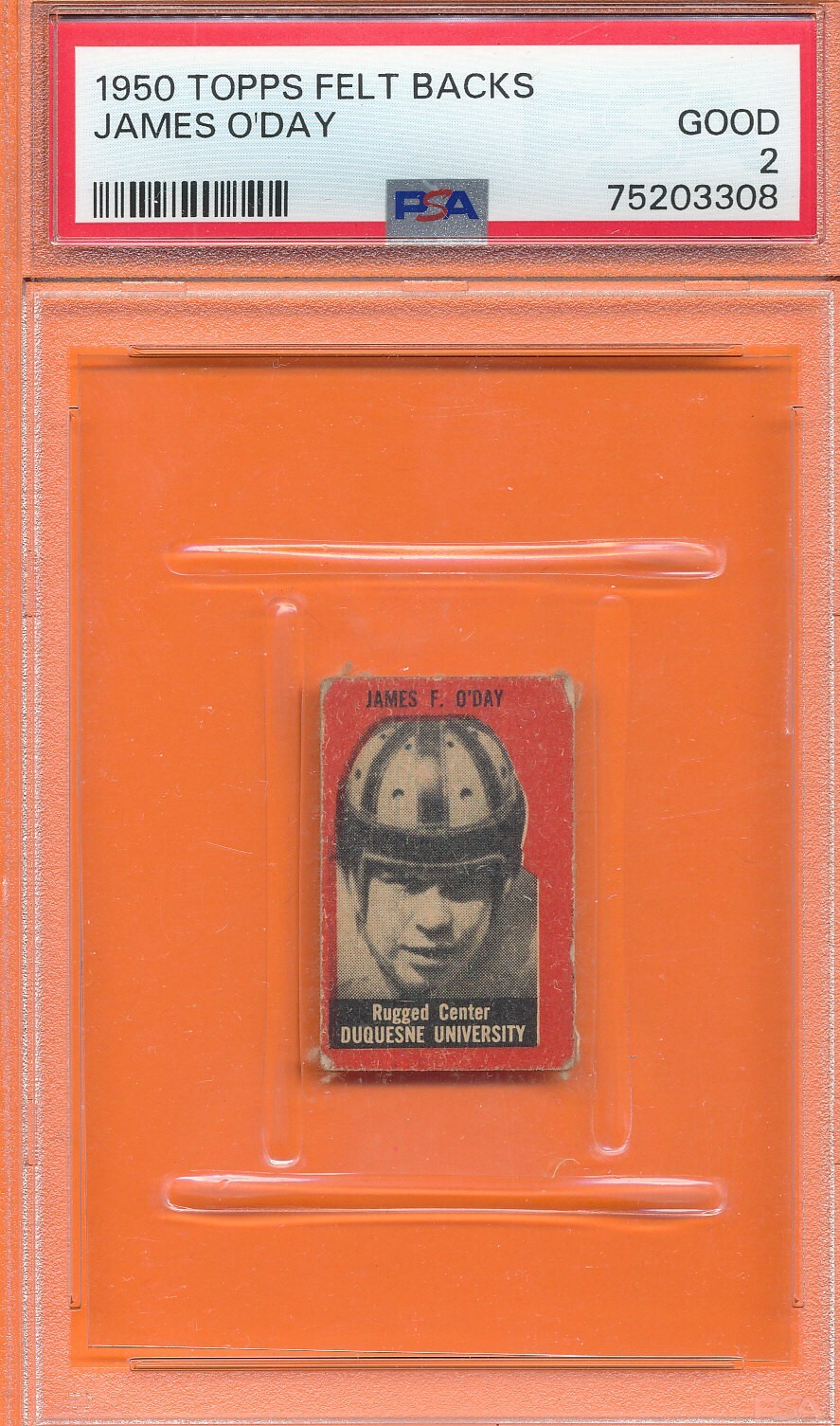 James O'Day Football Cards 1950 Topps Felt Backs trading card — raw and PSA graded price guide