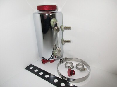 #ad CHROMED ALUMINUM POWER STEERING OVERFLOW REMOTE RESERVOIR 12 oz. UNIVERSAL #9968 $49.95