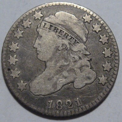 = 1821 FINE BUST Dime, SMALL DATE, Nice Color & EYE Appeal, FREE Shipping