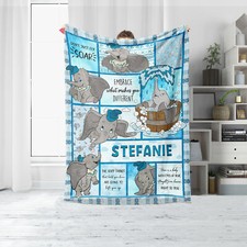 COPERTA divano cartone animato divertente elefante Dumbo personalizzata mai troppo vecchio taglia us