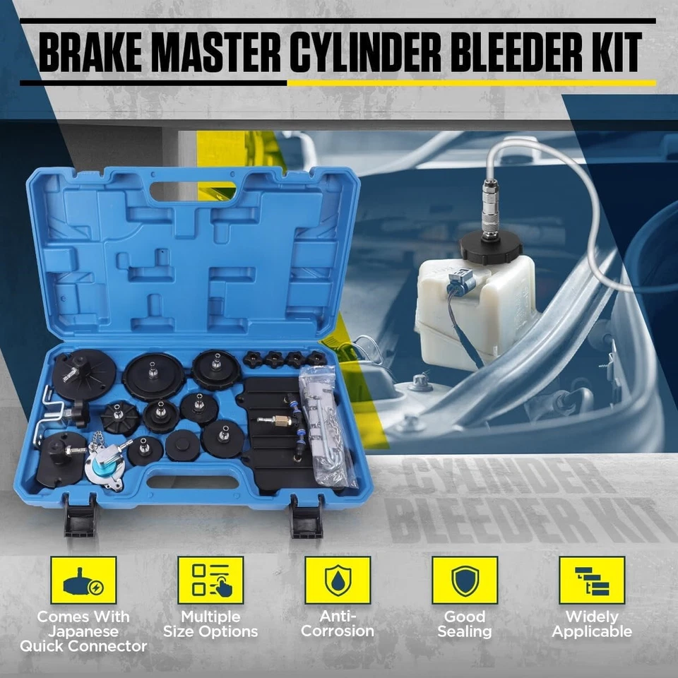 Kit de sangramento cilindro mestre de freio extrator de fluido de freio conjunto de ferramentas de descarga adaptadores - Imagem 3 de 4