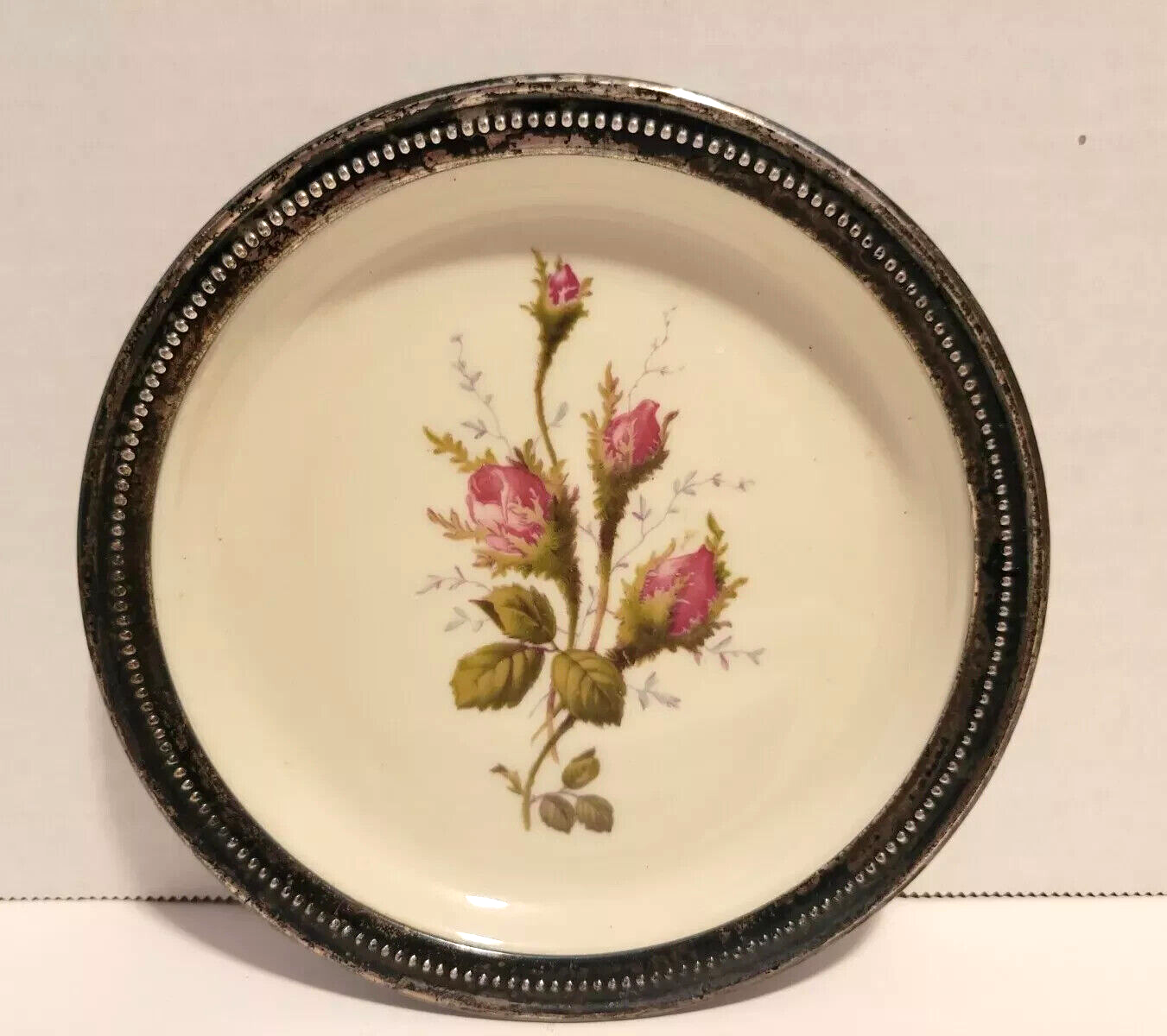 Vintage ROSENTHAL Bahnhof Selb GERMANY dish Coaster Plate Sterling Silver Rim