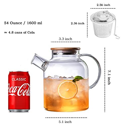 Teapot with Infuser Glass Kettle Tea Pot for Loose Leaf Tea & Blooming Tea, S...