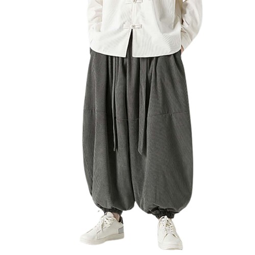 Men Harem Pants Loose Elastic Waist Large Pockets Design Hippie Yoga Drop Pants - Picture 32 of 39