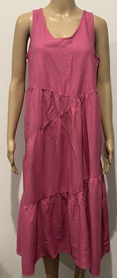 Katie s Women Linen Flamingo Pink Maxi Dress Oversized 10 BNWT NEW